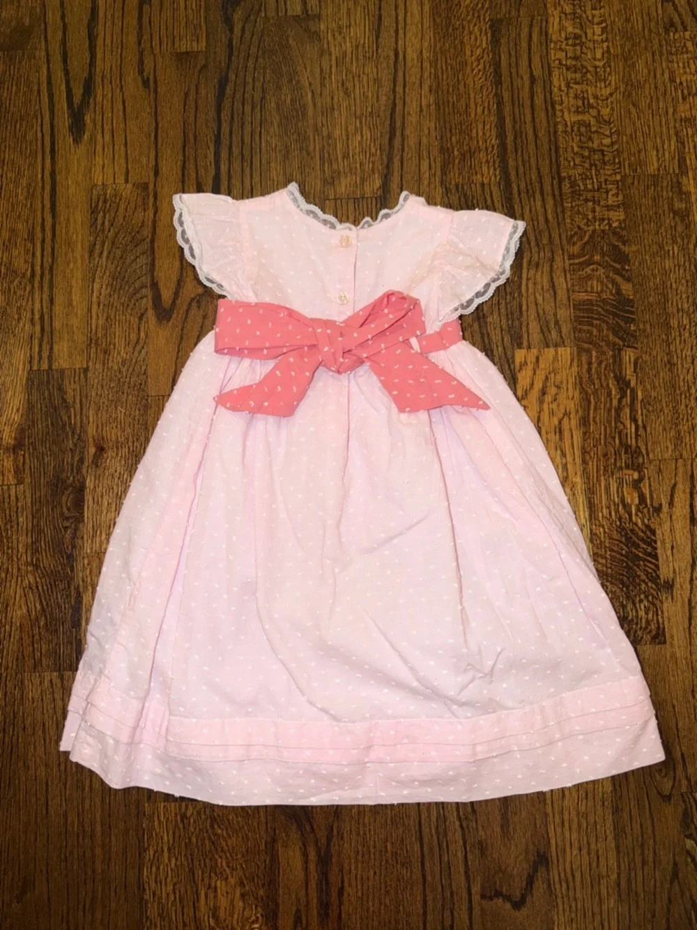 Pink Embroidered Baby Dress with Rose Detail
